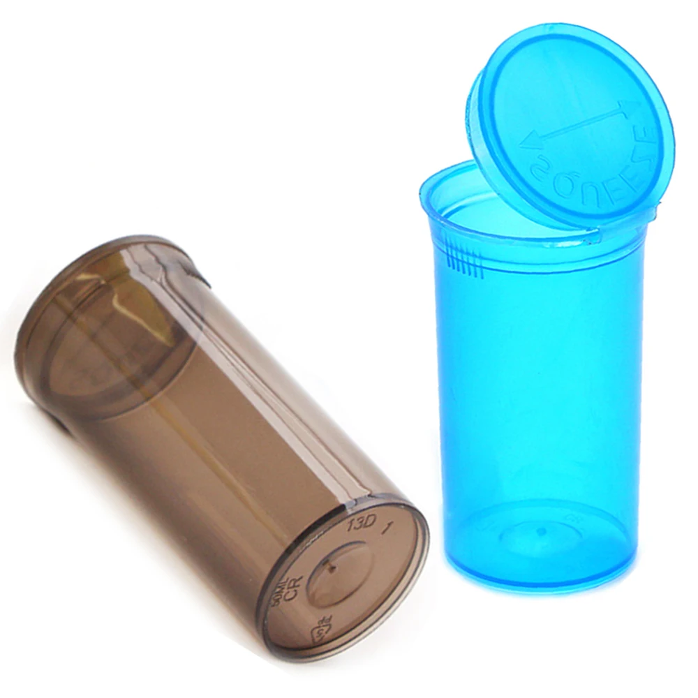 30pcs Pop Top Bottle 25/50/80ml Plastic Storage Box Proof Squeeze Stash Jar Child Resistant Vials Moisture Container Pill Case