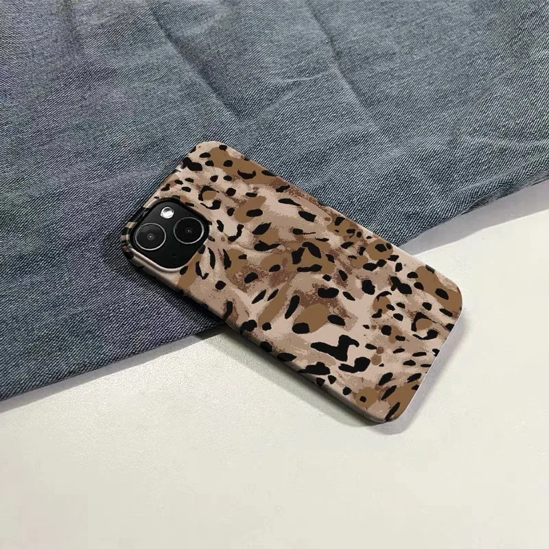 Black and Brown Leopard-print Spots Phone Case for IPHONE 17 Air 16E 15 PROMAX 14 Plus 13 12 MINI 11 16Plus Acrylic Phone Cover