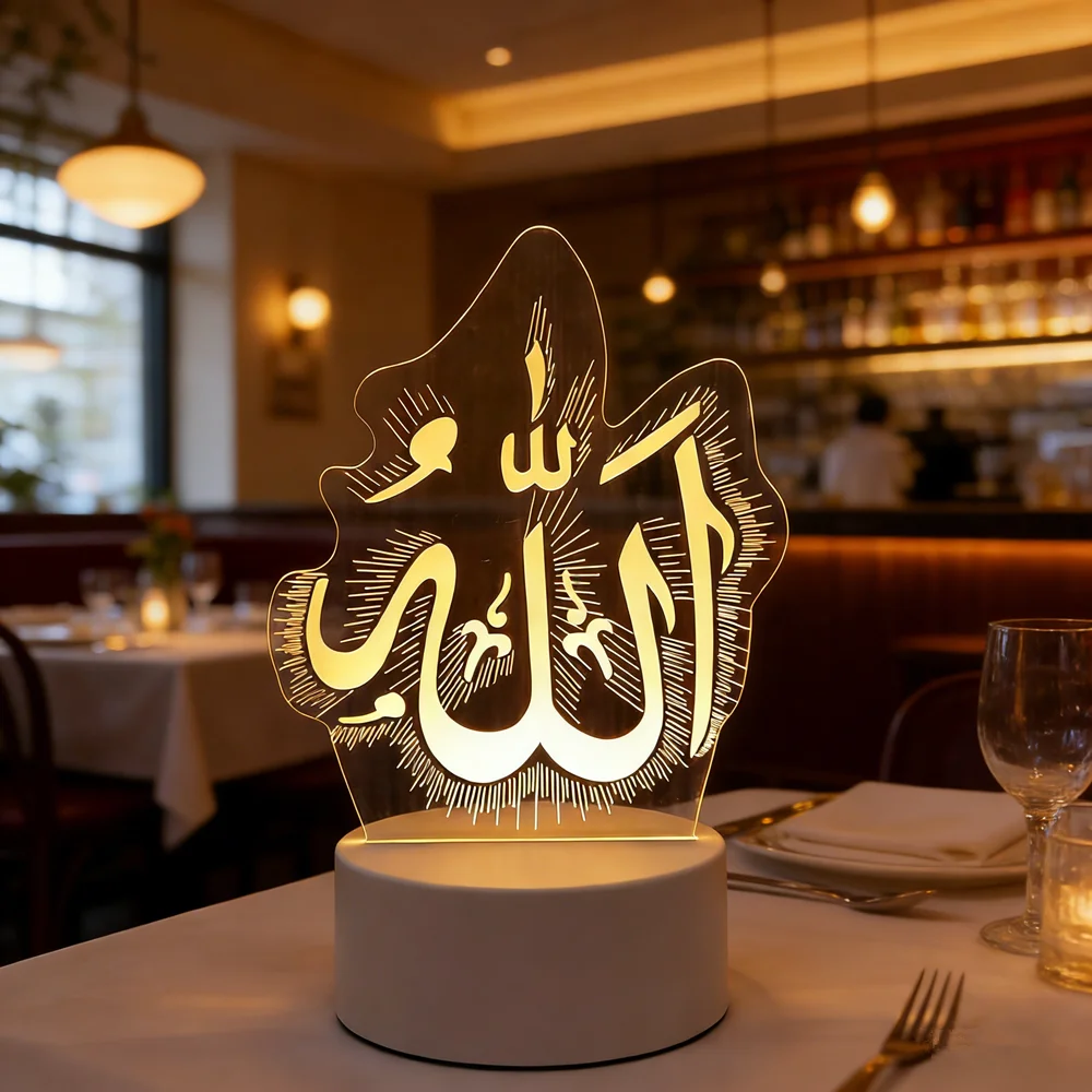 

LED Night Light USB Operated Muslim Ramadan Festival Supplies 3D Acrylic Bedroom Home Decor EID Mubarak Ornaments Neon Lamp