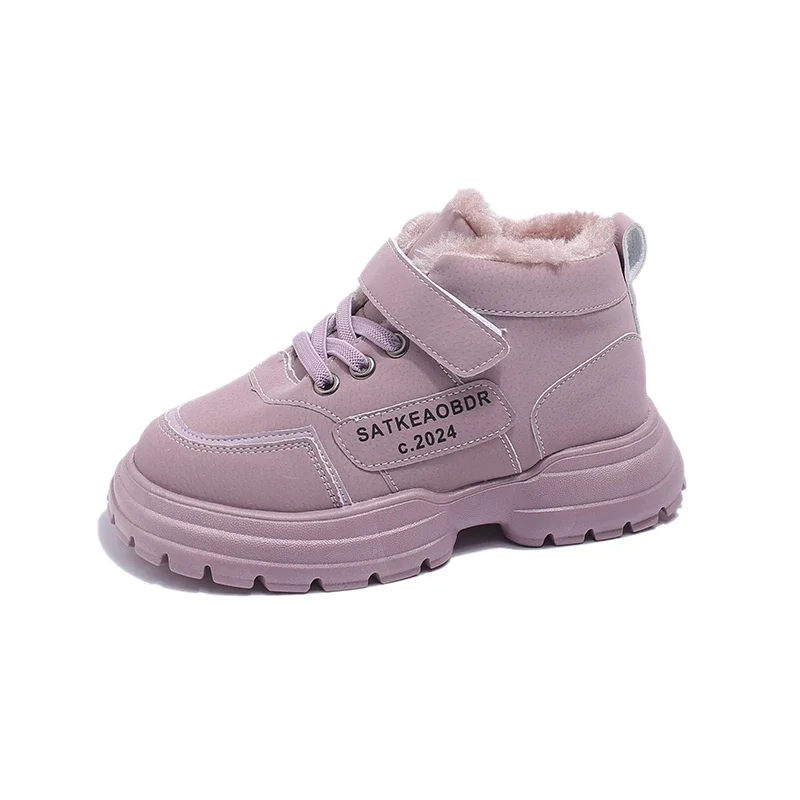 2023 nuove scarpe sportive per ragazze versatili morbide Hook & Loop moda bambini Sneakers Casual cotone caldo tinta unita scarpe per bambini