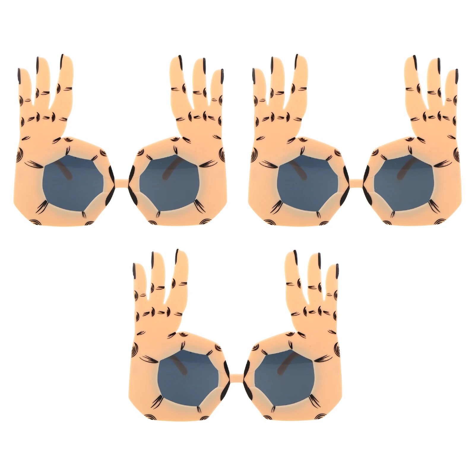 

3pcs Party Eyewear: Ok Hand Gesture Sunglasses For Halloween Costume Events Funny Finger Glasses Creative Playful Accessories