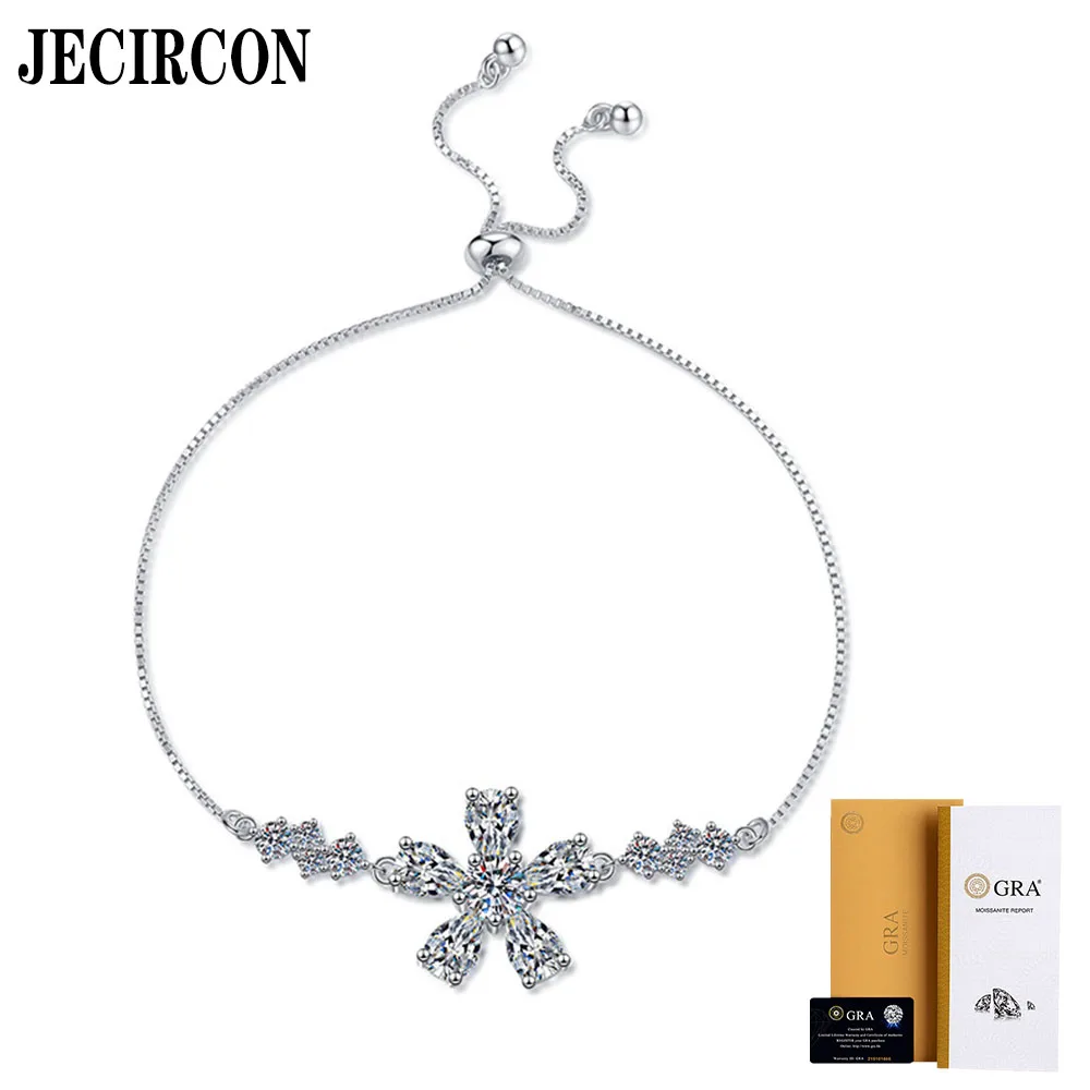 JECIRCON s925 sterling silver bracelet 0.5 carat moissanite Internet celebrity cherry blossom light luxury high-end push-pull br