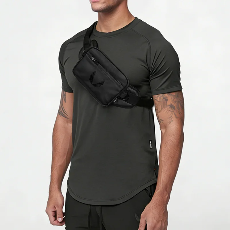Men's Sports Fanny Pack Waterproof PVC Outdoor Cycling Crossbody Chest Bag Trendy Versatile Sling Bag For Running Hiking Travel