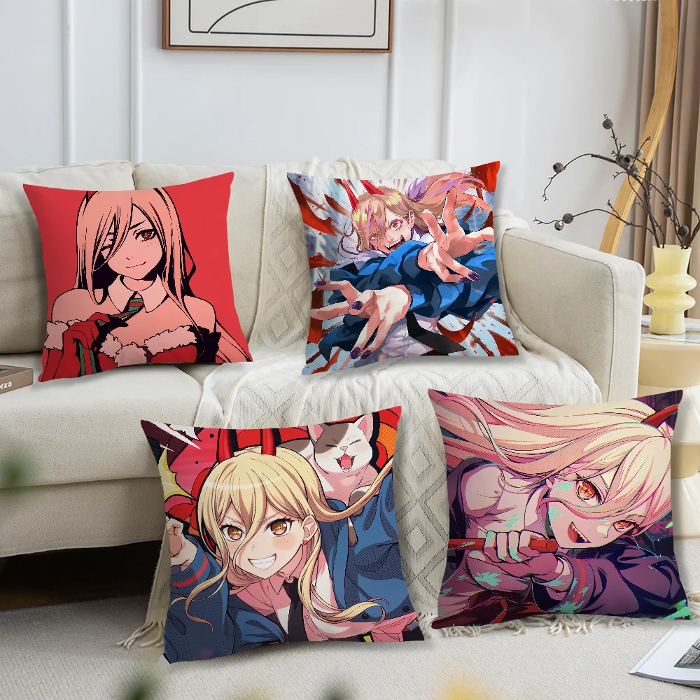 Anime Manga Power Comfortable soft Pillow Case for Sofa Living Room Home office C-Chainsaw M-Man Decor and Protective Covers