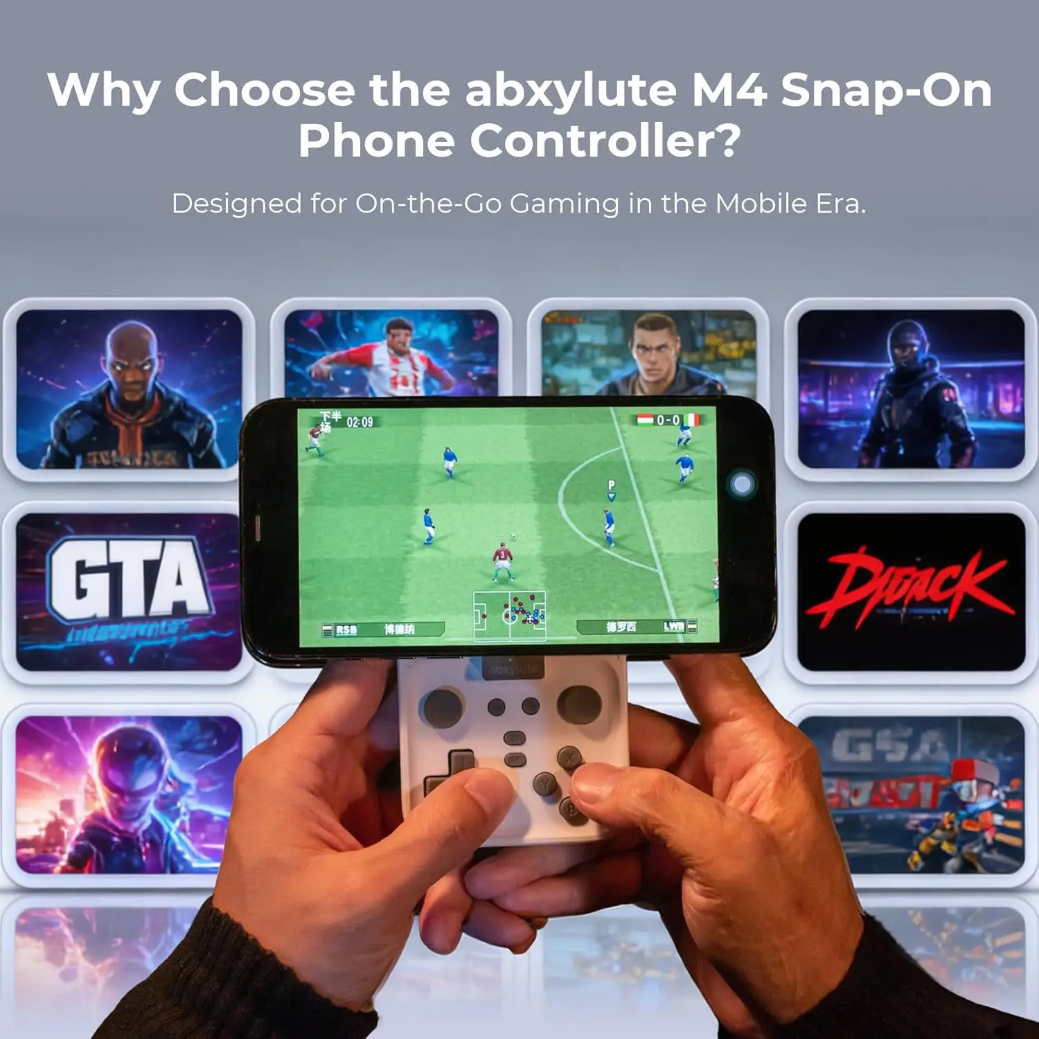 M4 Snap-On Mobile Gaming Controller for Android & iPhone, Lightweight Phone Controller, Pocket-Sized Retro Emulator Gamepad
