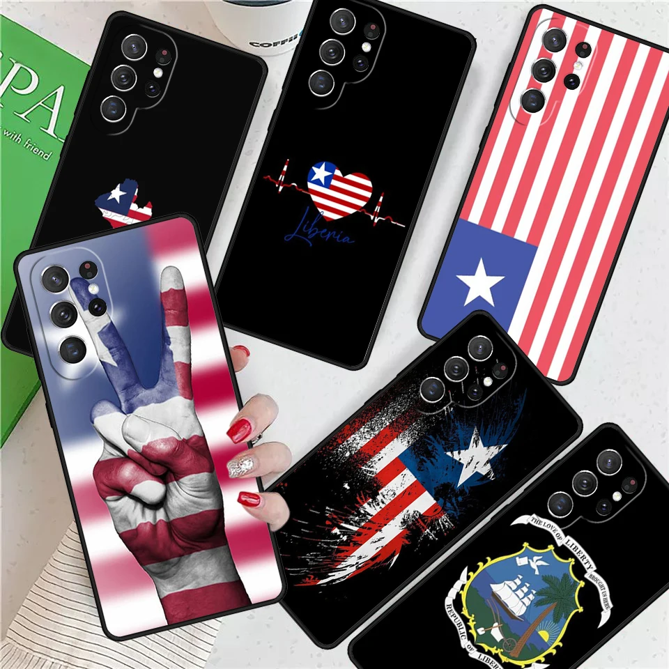 Liberia Flag Soft For Samsung Galaxy S24 Ultra S21 S22 S8 S9 S10E Note 10 20 Plus FE S23 Phone case Cover Coque