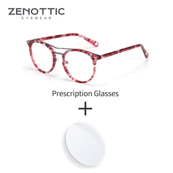 ZENOTTIC Trendy Prescription Eyewear Women Acetate Progressive Optical Eyeglasses Double Bridge Pilot Design Anti Blue Light