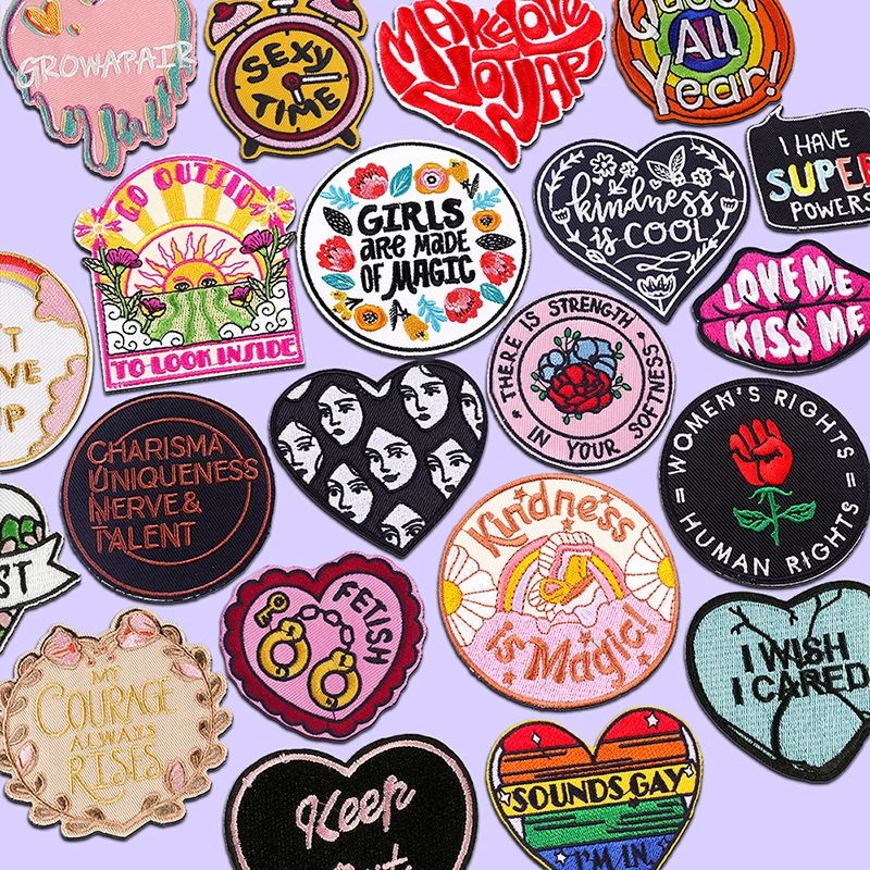 

Feminism Embroidered Patches Ironing Rainbow Applique for Clothes Fusible Thermoadhesive Iron on Patches Bags Hats Decoration