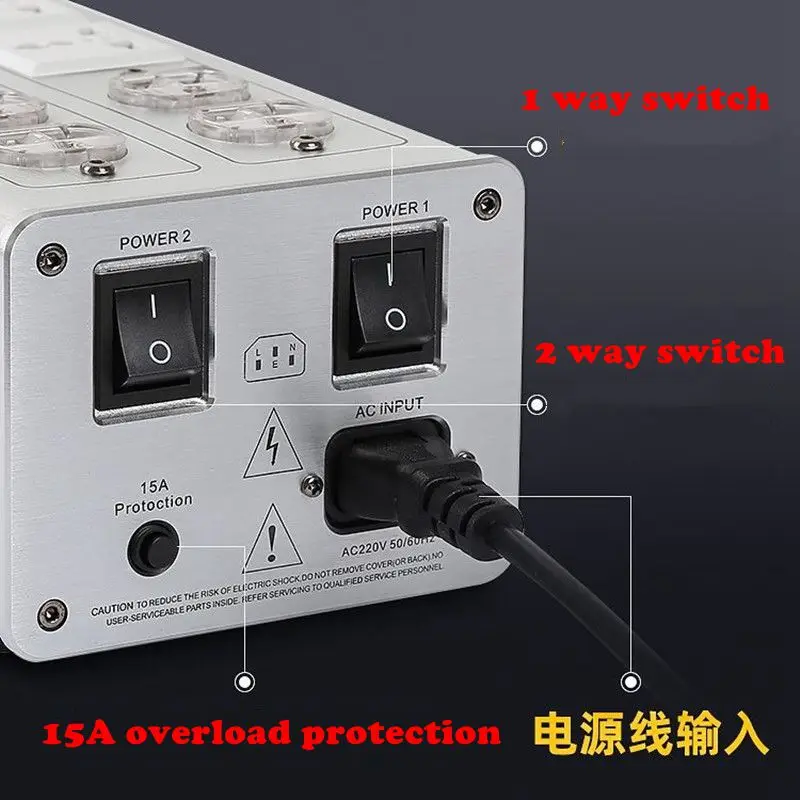 HIFI Audio Noise AC Power Filter Power Conditioner Power Purifier Surge Protection with EU Outlets Power Strip