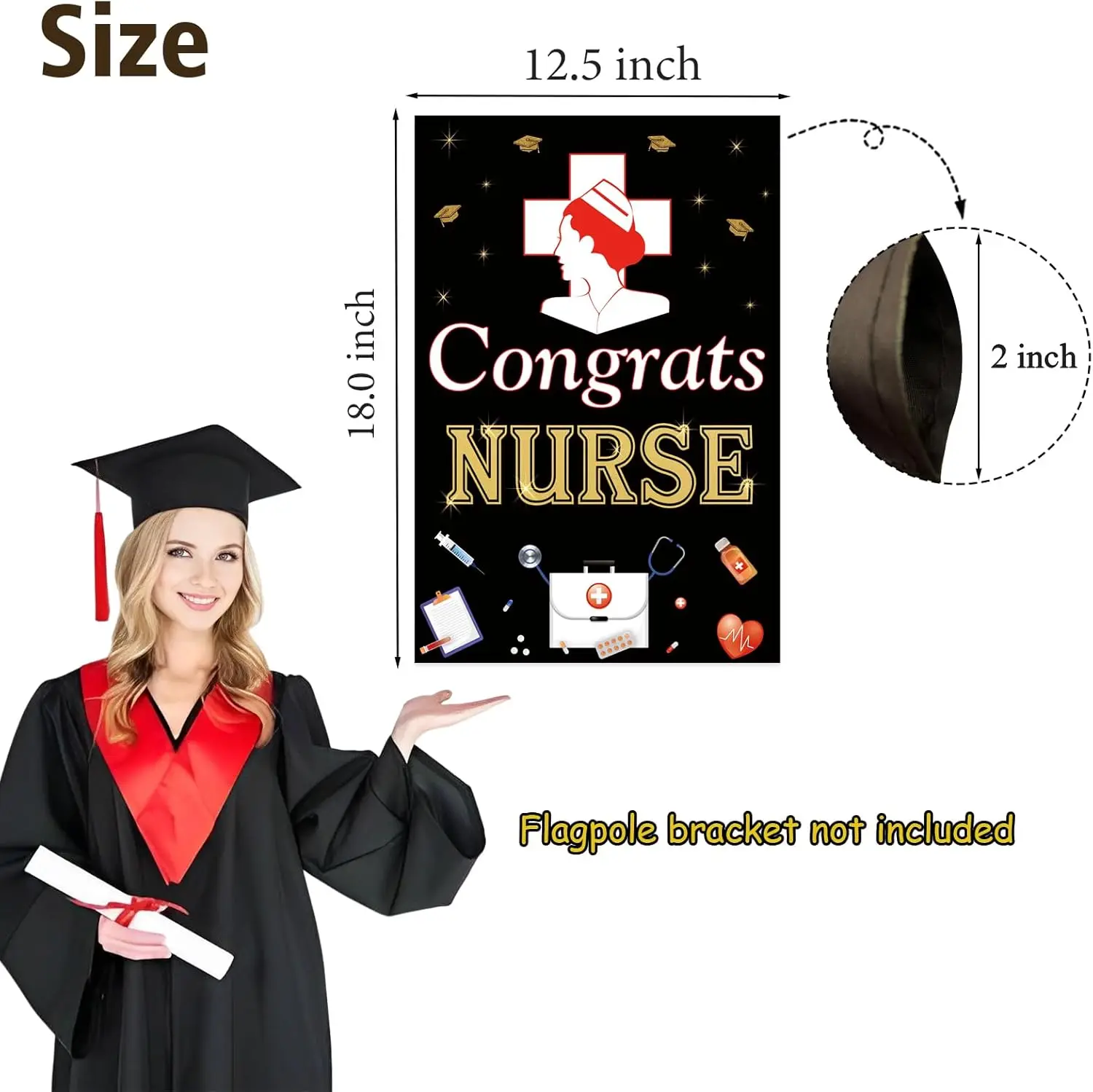 Labakita Congrats Nurse Garden Flag - Nurse Graduation Flag, Nursing Grad Party Sign for Yard, BSN/RN Graduation Lawn Yard Flag,