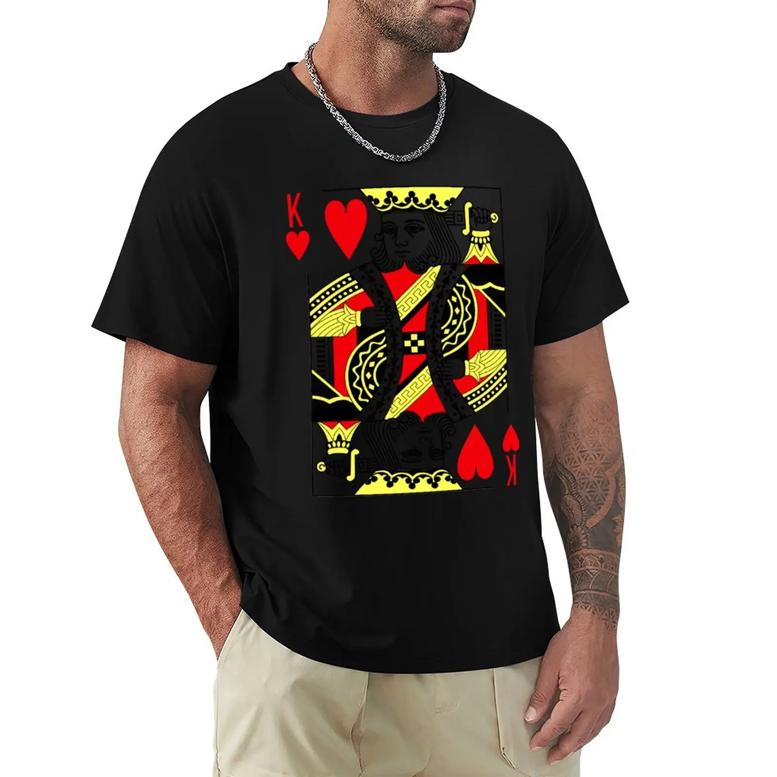 

King of Hearts Classic Card Deck Casino Poker K Hearts T-Shirt tops plain anime stuff Short sleeve tee men