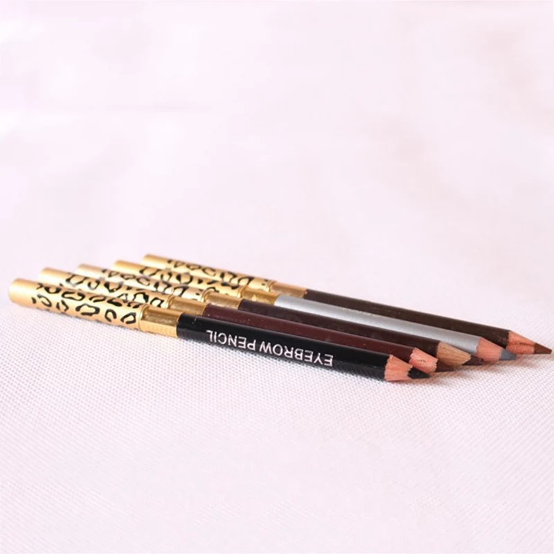 Leopard Print Lápis de sobrancelha, de longa duração, Double-Headed Enhancer, maquiagem dos olhos, sobrancelha Lápis de sombra, 5 cores, 1pc