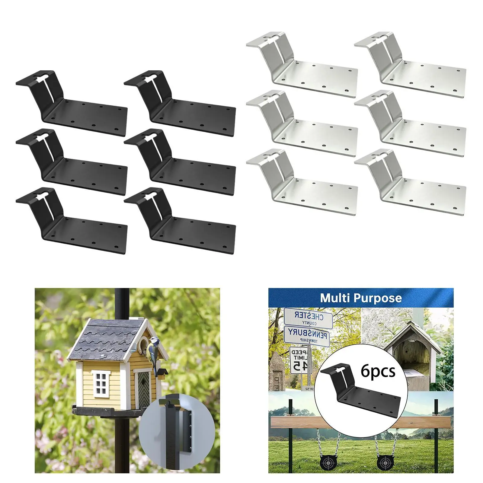 

6x T Post Mounting Bracket Metal Sturdy Supplies 400 Pounds Capacity