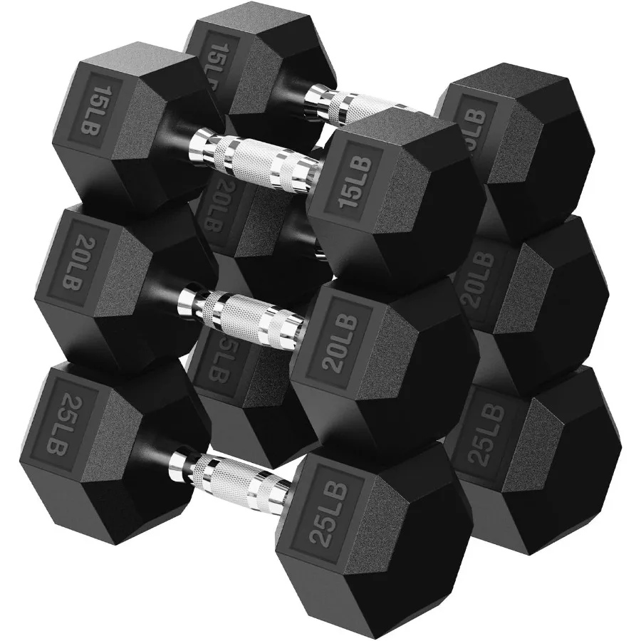 Juego de mancuernas hexagonales, pesas de 45-480 lb con revestimiento de goma para gimnasio en casa, ejercicios de entrenamiento de fuerza, pesas de mano duraderas para funcionales