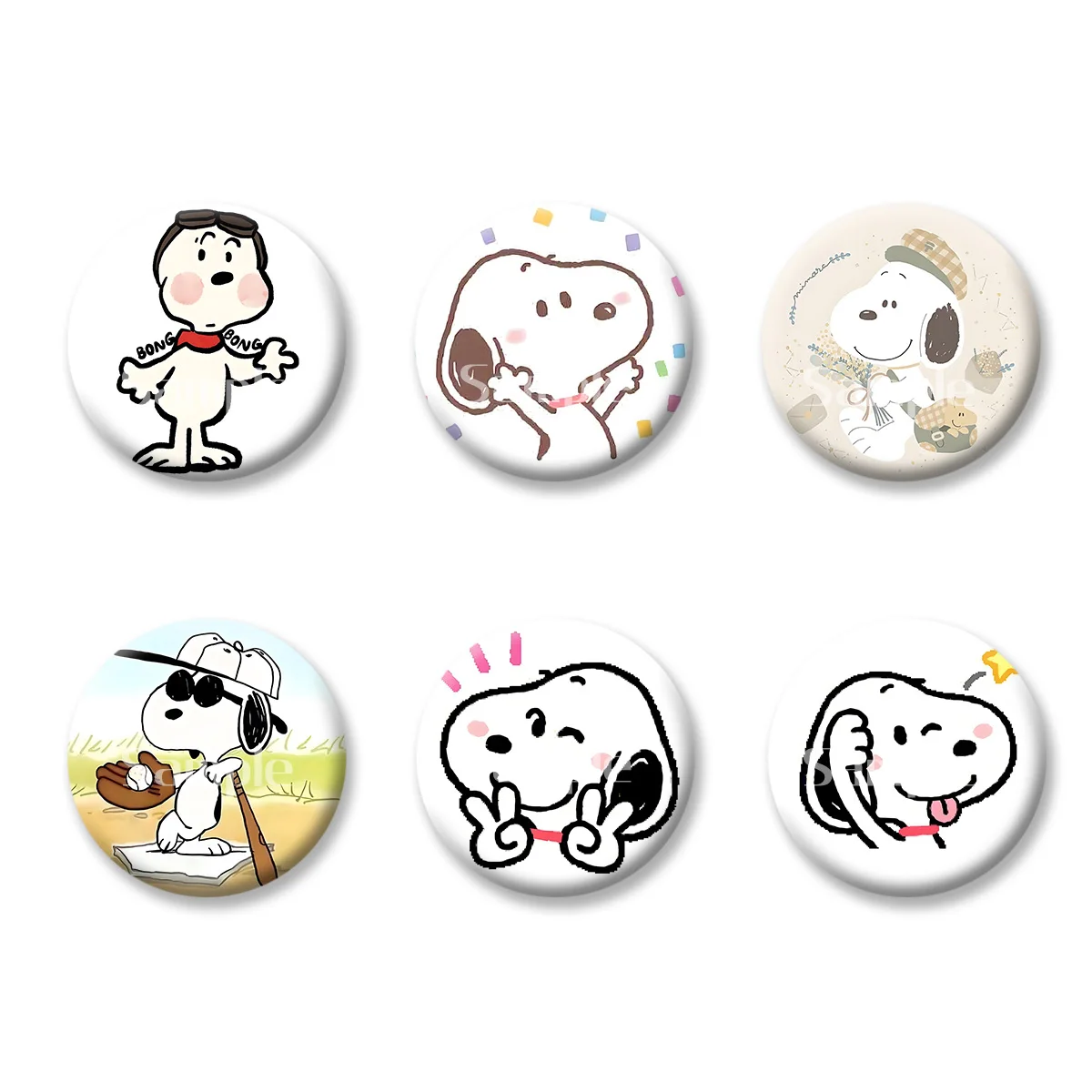 

Flash Badge Cards Snoopy Anime Cartoon Souvenir Girl Keychains Convenient Makeup Mirror Fridge Magnet ACG Accessories