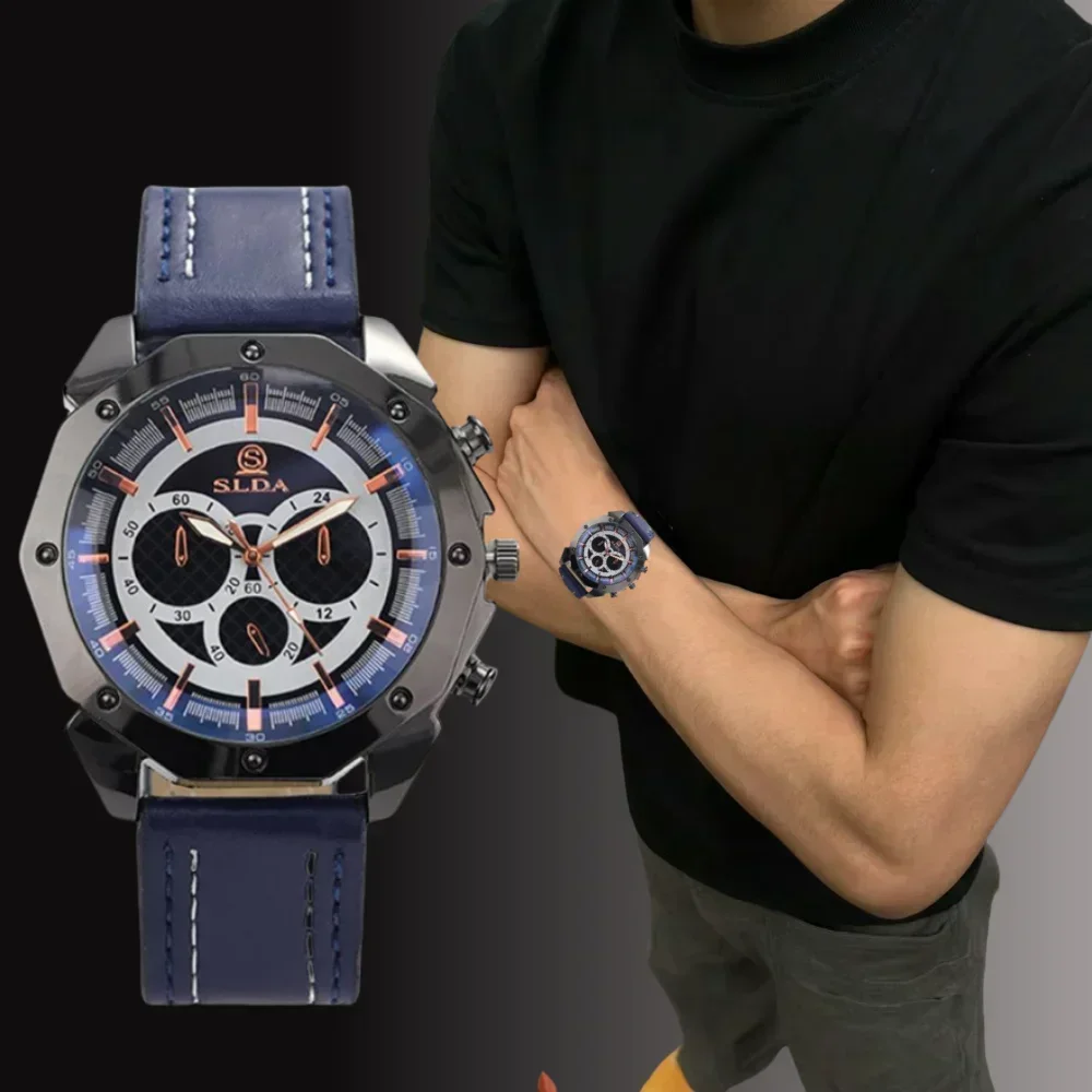 Fashion Casual Men Casual Watch Automatic Date Leather Belt High Quality Fashion Waterproof Casual Men Watch for Outdoor