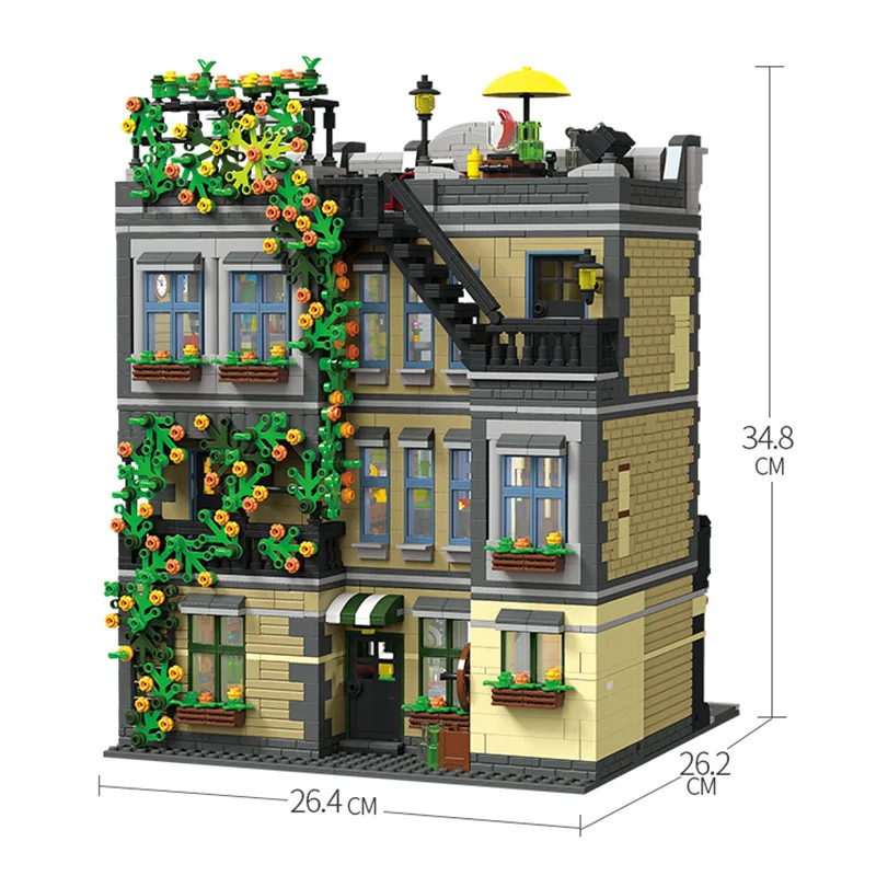 ​Lion Bar Commercial City Street View Architecture 89107 Creative Small Particle Assembly Model Building Blocks Toy