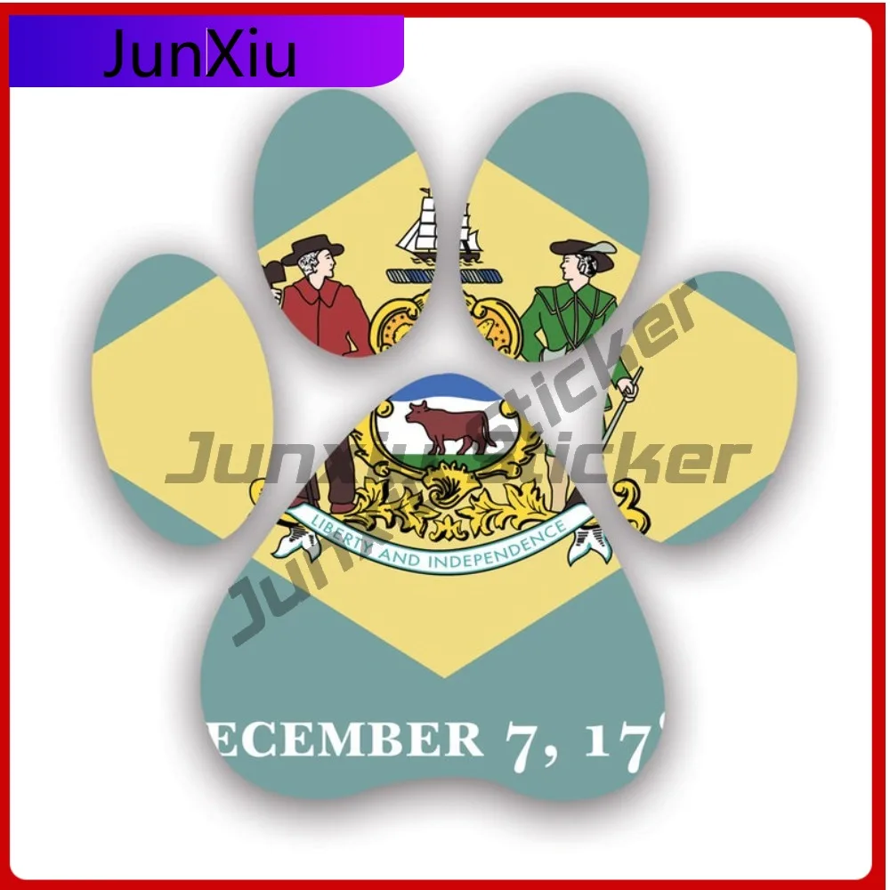 

Delaware State Paw Waterproof Fade Resistant Funny For Bumper Helmet Car Body Easy Apply Easy To Remove Accessories Weather