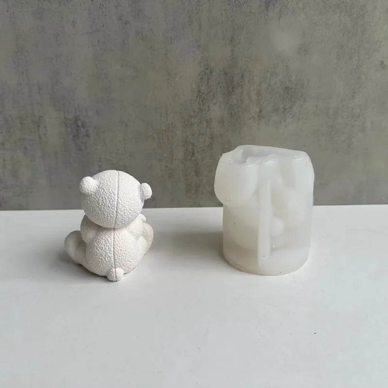 Woven Bear Candle Silicone Mold 3D Bear Aromatherapy Plaster Soap Crafts Epoxy Resin Molud DIY Chocolate Ice Cube Making Tool