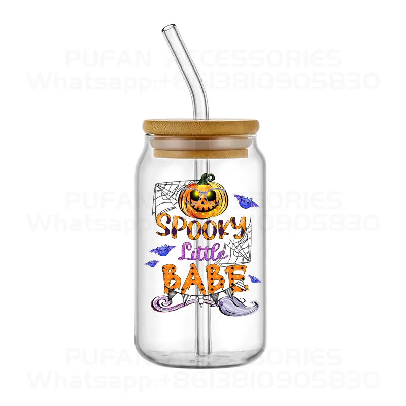 3D UV DTF Transfers Stickers 16oz Cup Wraps Halloween Printed For Glasses Can