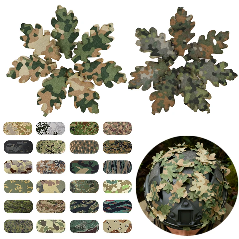 15Pcs/set Paintball Airsoft 3D helmet cover camouflage leaves Ghillie crafting materials Tactical Outdoor Game DIY Gear NFP Camo