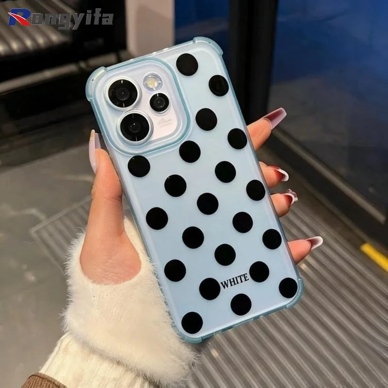 Polka Dots Ice Mist Phone Case For Samsung Galaxy S26 S25 Edge S24 S23 Plus Ultra FE 5G 4G Ice Mist Frosted Clear Soft Cover