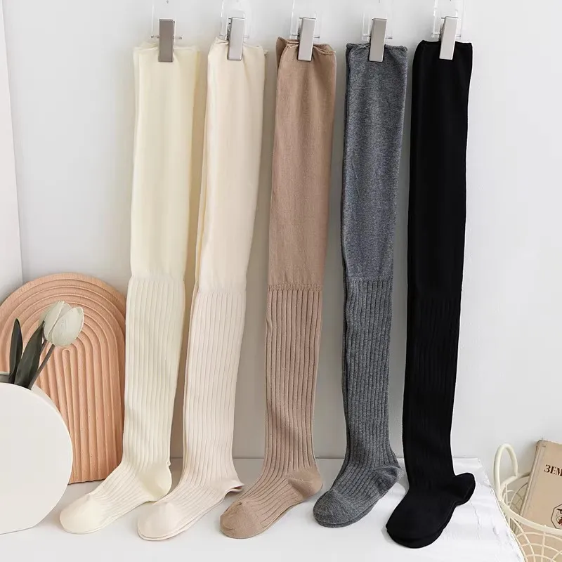 ニットロングソックスカシミヤ女性用ブーツウール太ももストッキングスキニーカジュアルコットンオーバーニーハイふわふわ女性用ロングニーソックス