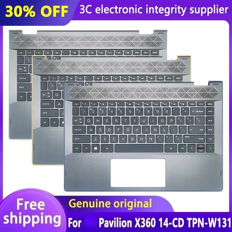 

Original New US Keyboard for Pavilion X360 14 14-CD TPN-W131 Laptop Palmrest keyboard Upper Cover Top Case Replacement Black