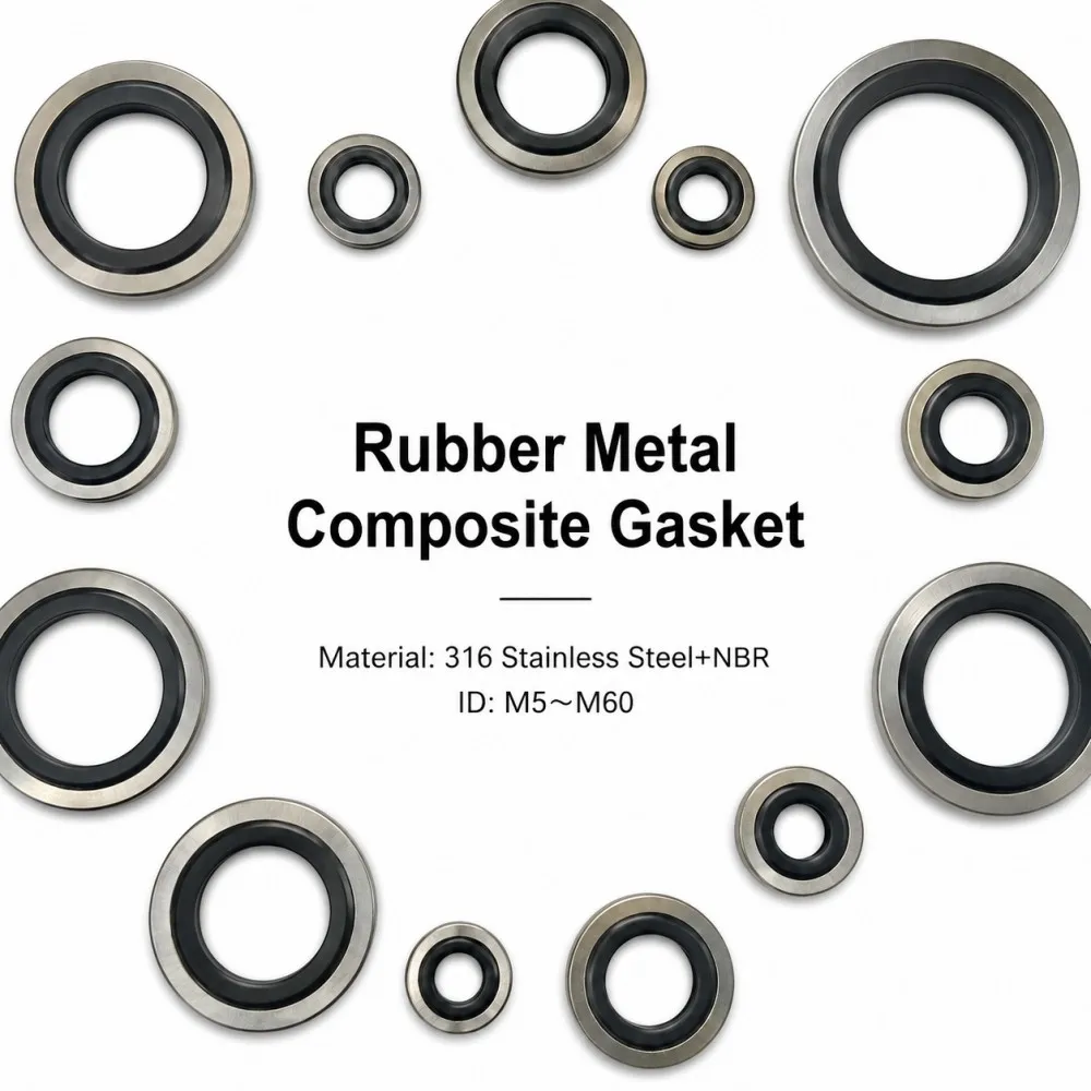 M5-M60 316 Stainless Steel NBR Bonded Washer Metal Rubber Composite Gasket Oil Drain Plug Combined Sealing Ring Seal Gasket