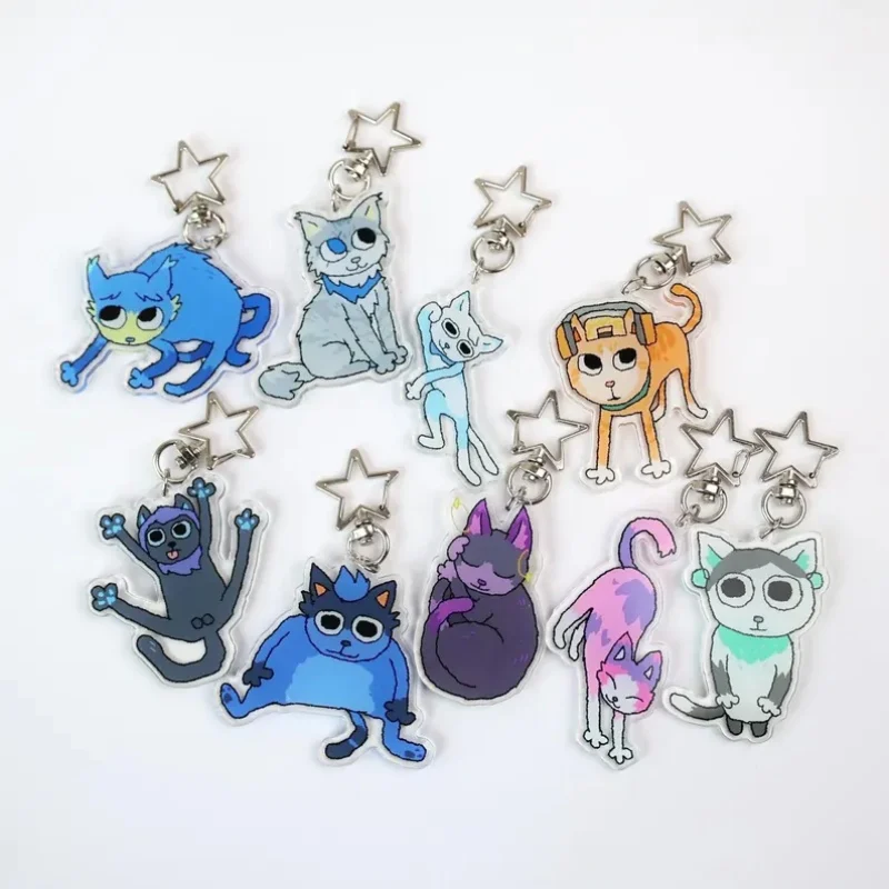 Funny Shooting Game Cat Acrylic Keychain, Cute Animal Backpack Pendant Charm, Cool Gift for Gamers Video Game Lovers