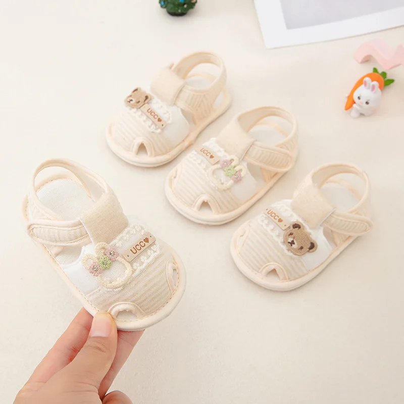 Kids'Casual Shoes Toddler Solid Color Cotton Summer Flat Shoes For Baby Anti-slip Breathable Soft Bottom White Size 11.5-12.5