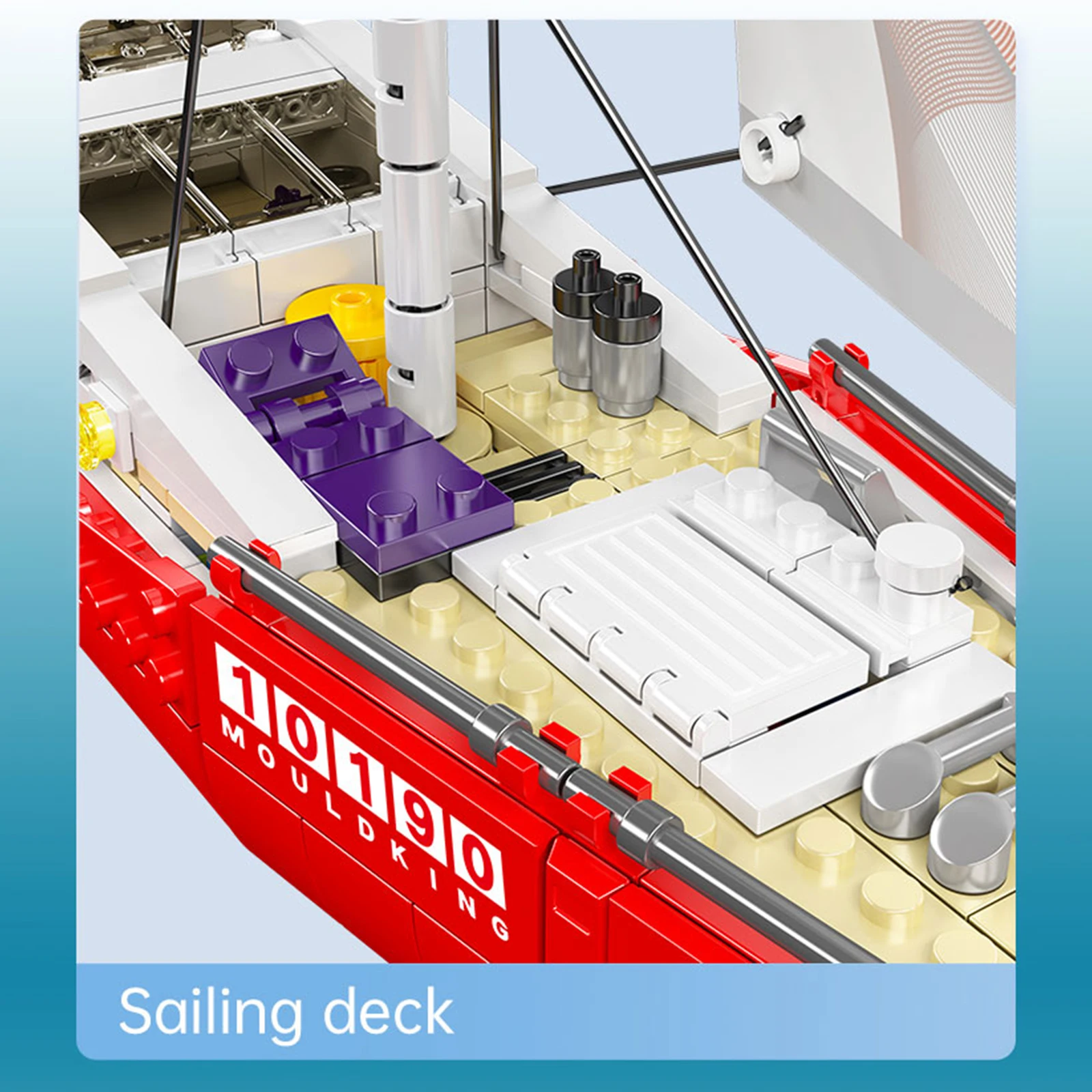 Mould King 10190 Building Blocks Modern Twin-Mast Sailing Ship STEM Educational Toy Exploration Ship Model Kit Kid Creative Gift