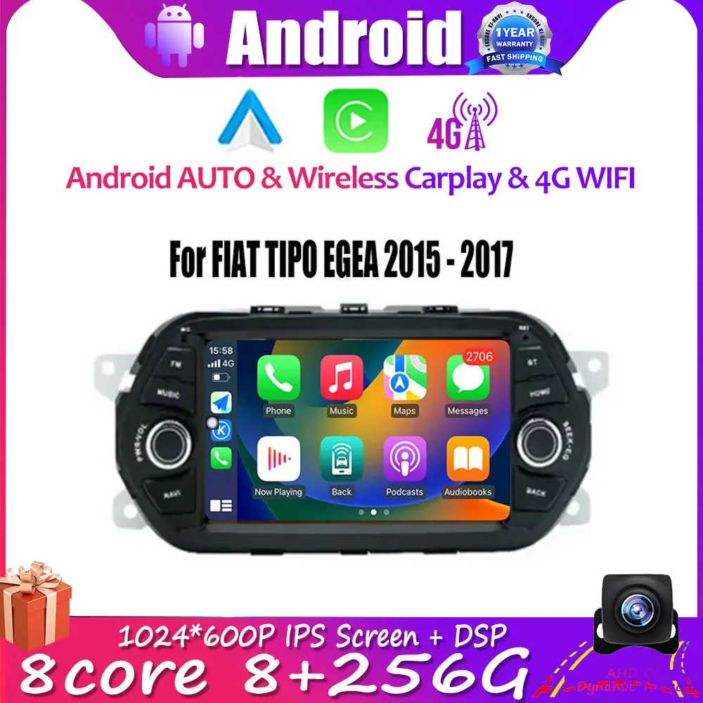 

Android 14 Car For FIAT TIPO EGEA 2015 - 2017 Carplay Radio Multimedia Stereo Player WiFi GPS Navigation