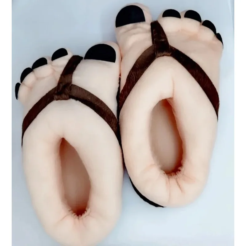 Funny Feet Claws Comfortable Plush Slippers Indoor Home Increase Men Women Winter Warm Cotton Slider Five Finger Cosplay Shoes