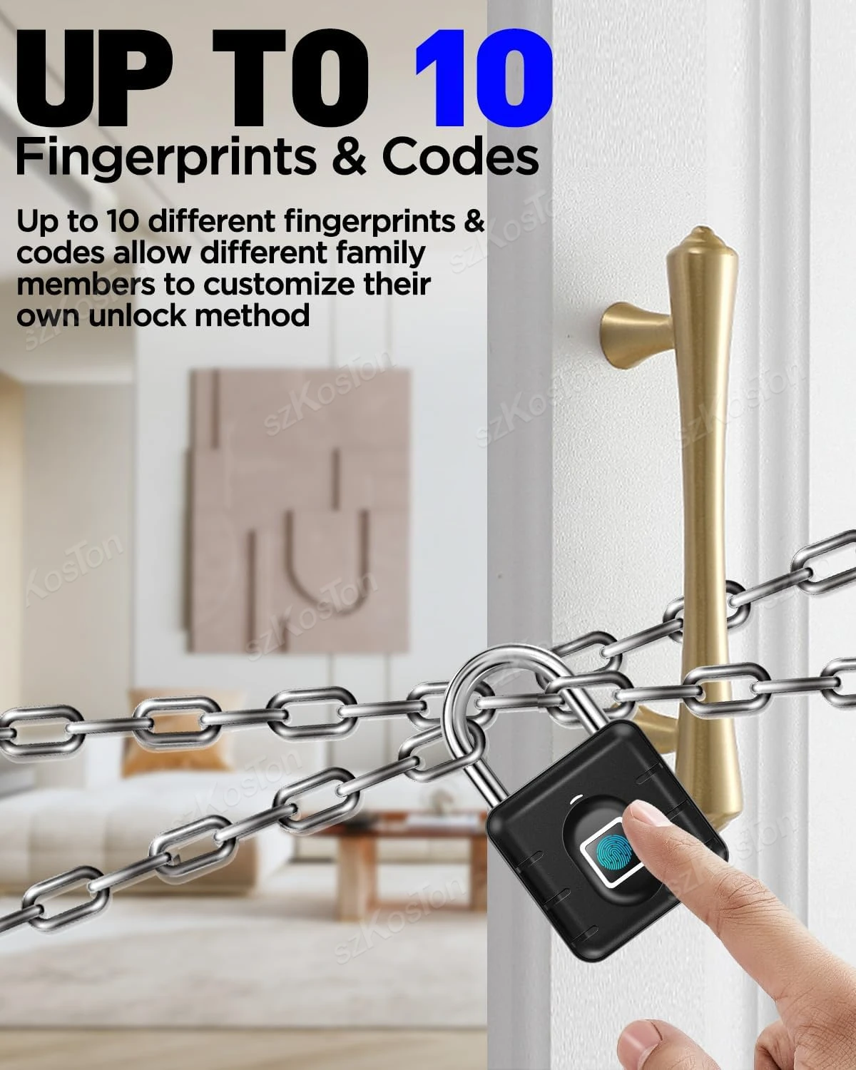 Imagem -04 - Smart Home Fingerprint Lock Cadeado Impermeável Proteção de Segurança Anti-roubo Desbloqueio sem Chave para Bagagem Ip67