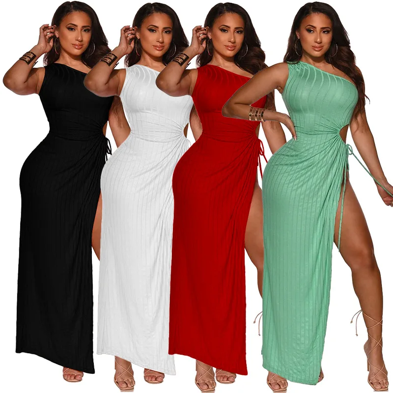 

2024 Summer Women Sexy Nightclub Strips High Elastic Split Sexy Nightclub Dress