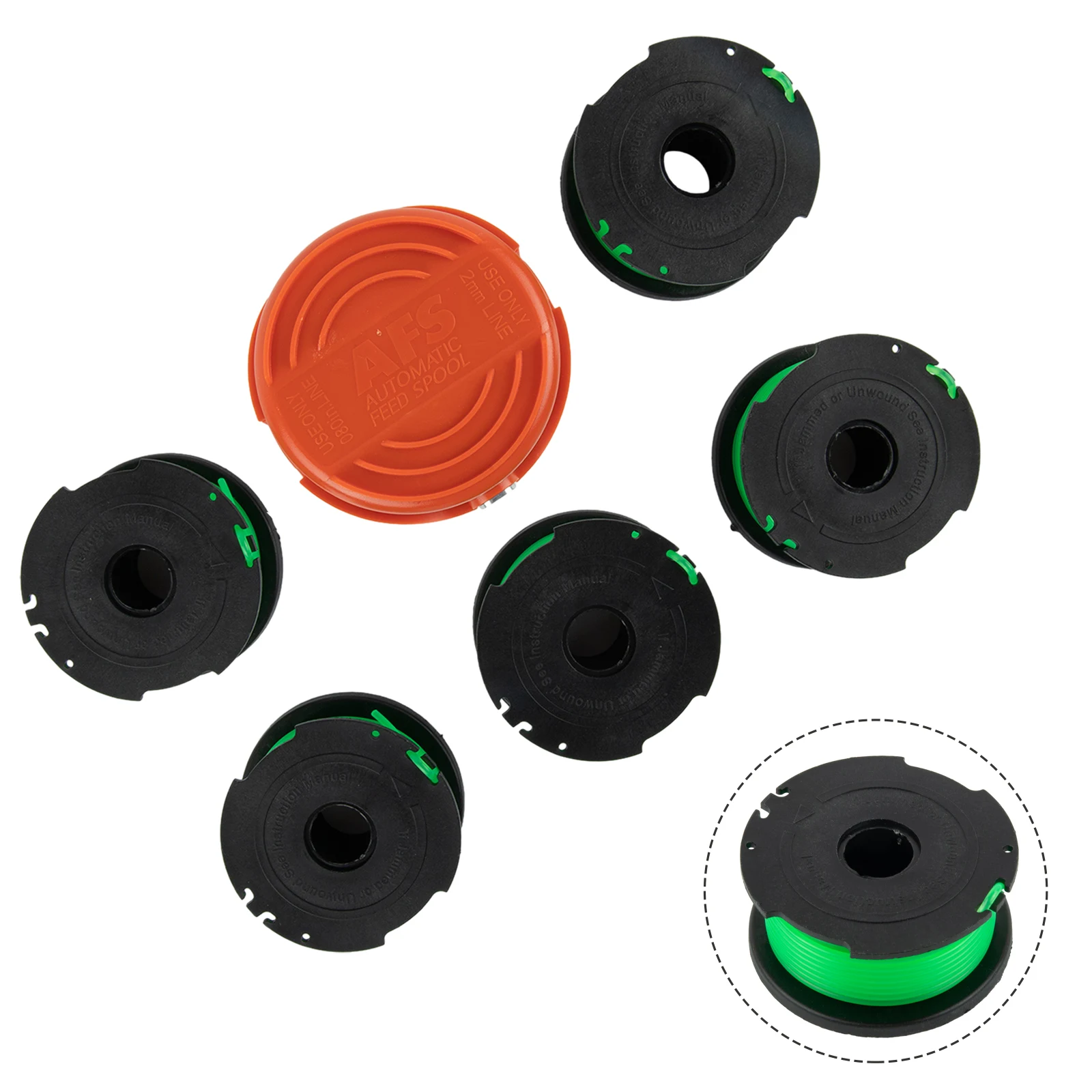 Easy Installation Improved Performance 6 Pack Trimmer Spool Line + Cap for Black & Decker GL7033 GL8033 GL9035