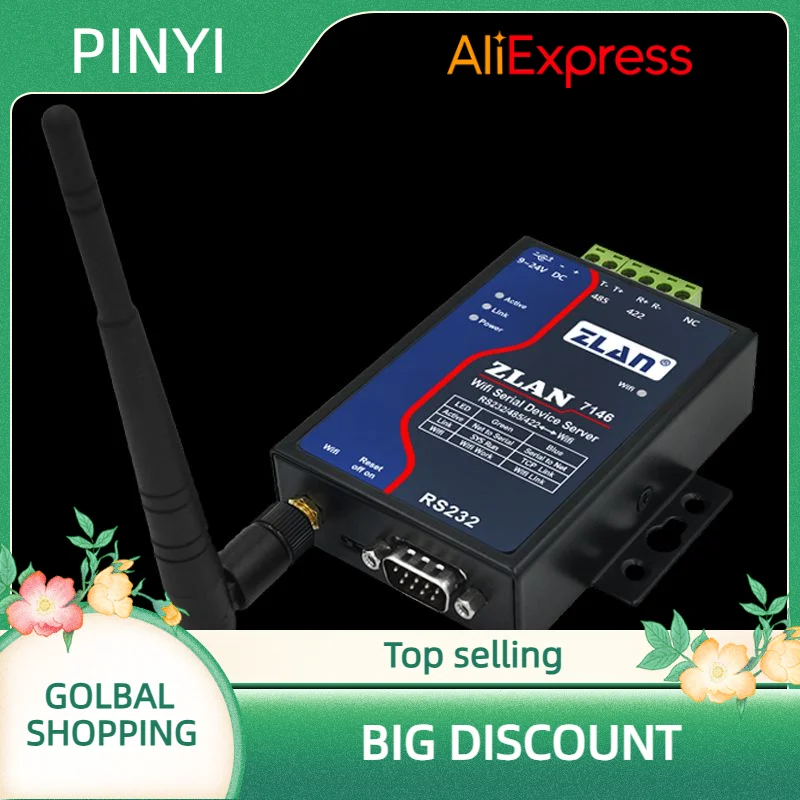 

Шлюз Modbus ZLAN7146 MQTT промышленный преобразователь RS232/485/422 в Wi-Fi