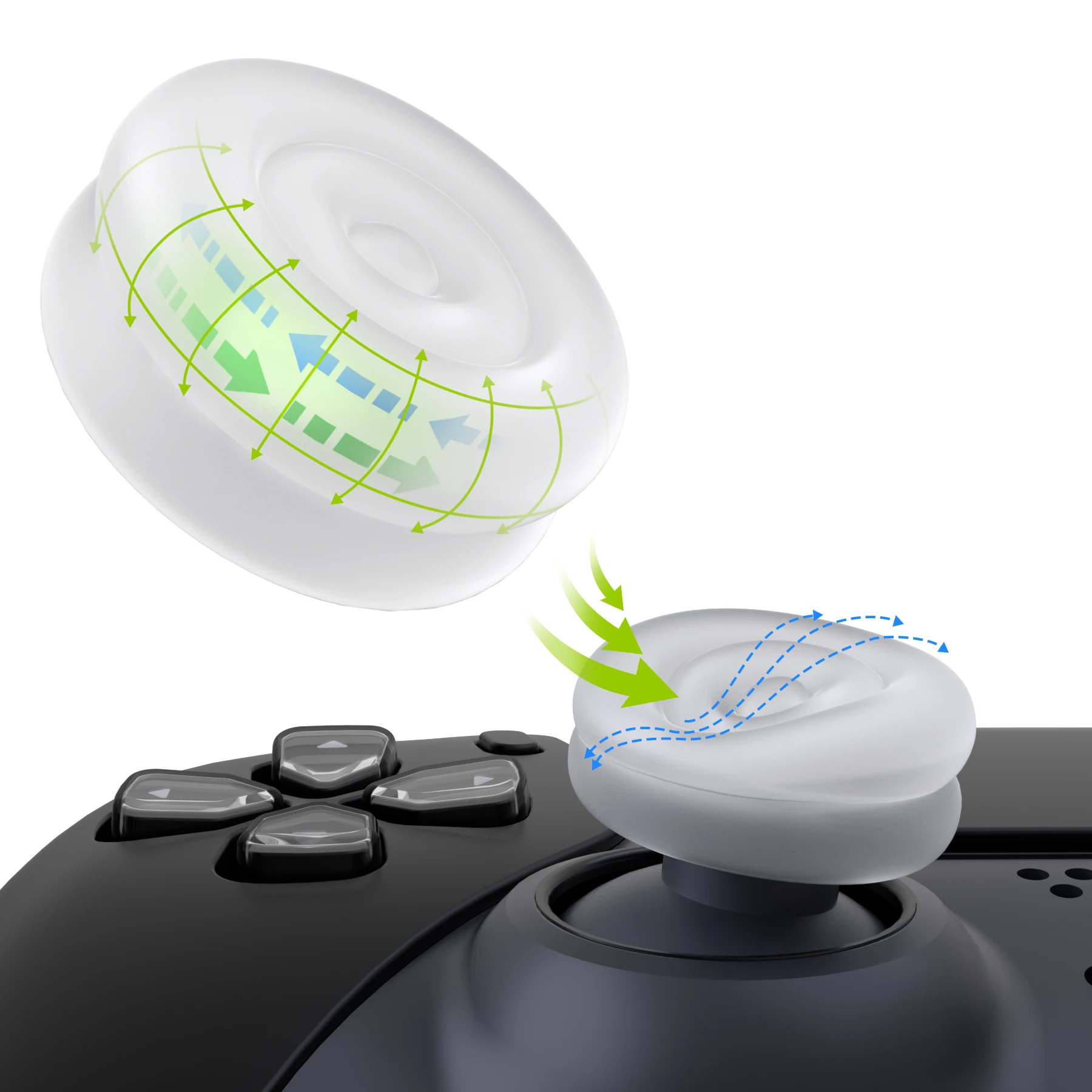 PlayVital Clear White Cushion Caps Thumb Grips for ps5/4, for Xbox Series X/S, for Xbox One, Elite Series 2, for Switch Pro