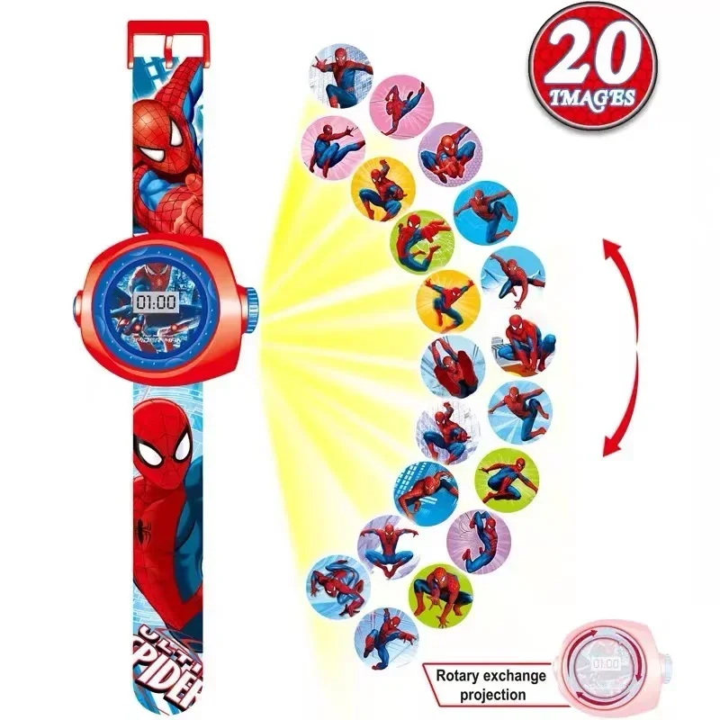 Hot Selling Disney Peripheral Toy Watch Spider Man Mickey Ice Queen Children\'s Cartoon Watch 3D Projection Electronic Watch