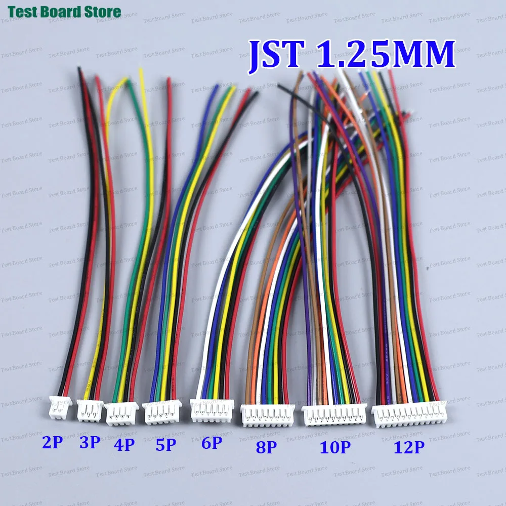 10/20/50PCS JST 1.25MM Wire Cable Connector 2/3/4/5/6/8/10/12 Pin 1.25MM Pitch Plug 10CM/20cm/30CM Wire Length 28AWG