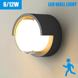 LED-Wandleuchte, Beleuchtung, Radar-Bewegungsmelder, AC85–265 V, 6/12 W, warmweiß, kaltweiß, geeignet für Innen- und Außenbereich, Heimdekoration