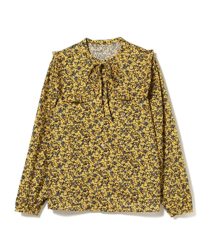BOY Detachable Floral Print Shirt Stand Collar Blouse Women's Fashionable Casual Wear 100% Other Material Components