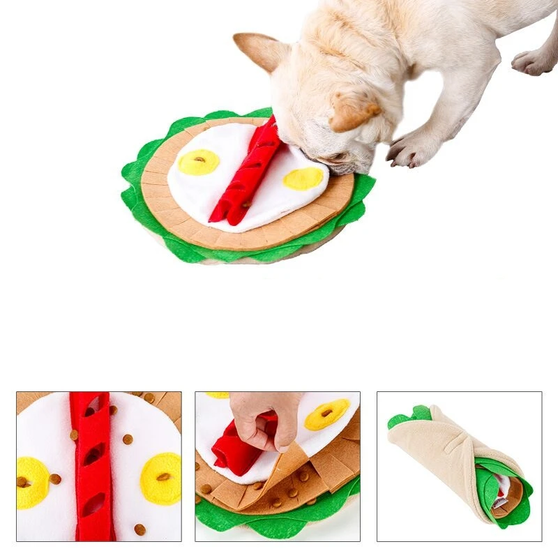 Dog's Chinese Pancake Shape Sniffing Educational Toy, Pet Nose Work Smell Snuffle, Training Feeding, Felt Dog Play Puzzle Toy