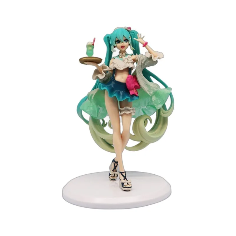 Anime Hatsune Miku Anime Figure Creative Vocaloid Melon Soda Float Pvc Model Desktop Ornaments Decoration Kawaii Doll Toys Gift