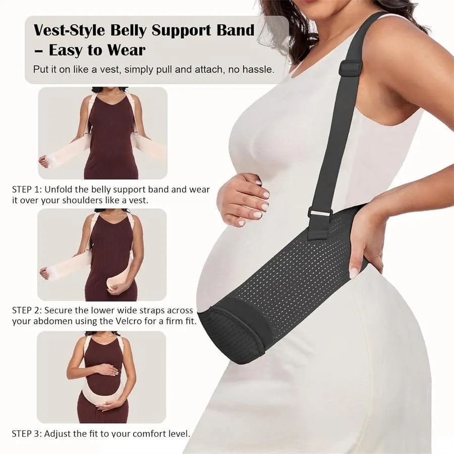 Maternity Support Belt With Shoulder Straps Breathable Prenatal Belly Band For Pregnant Women Waist Back Support Brace