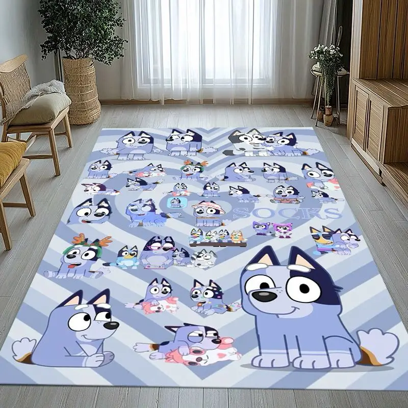 Cartoon Blue Dog Puppy Bingo Soft Non-Slip Large Area Rug for Living Room,Bedroom Playroom Carpet Mat for Sofa,Home Decor Gift