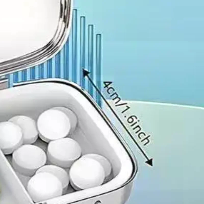 LUCKY TUNA Sardines Print Metal Pill Box, Portable 2-Compartment Travel Pill Organizer For Vitamins & Pills
