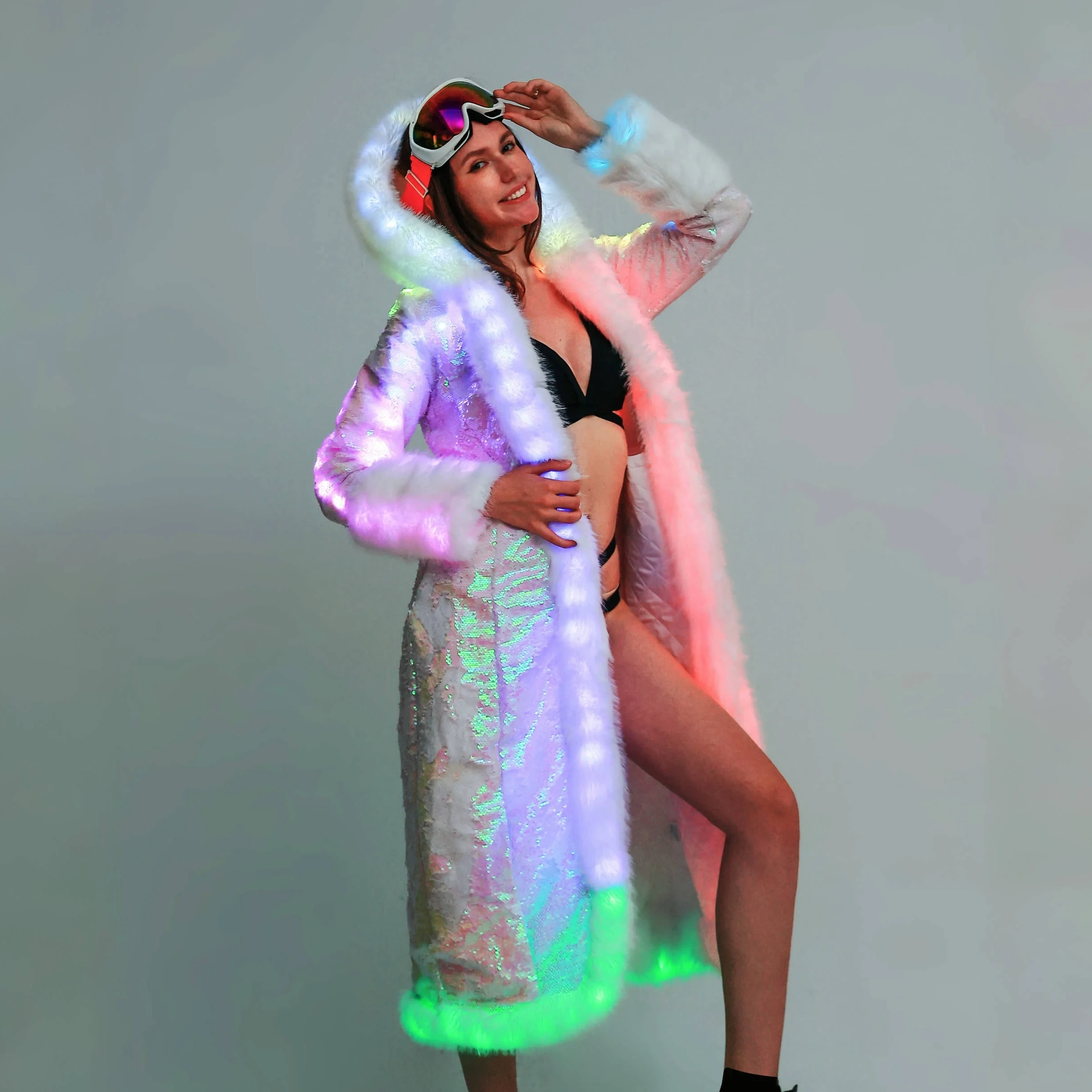 

Светодиодные фонари, водонепроницаемая одежда, крутые ночные толстовки, реквизит, светодиодная подсветка, куртка Rave для взрослых, танцевальное представление, нарядное платье, вспышка