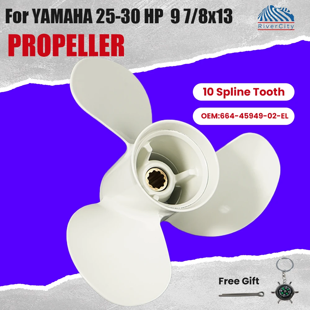 Outboard Propeller For Yamaha 20hp 25hp 30hp F25 9 7/8 *13 Boat Aluminum Alloy Screw 3 Blade 10 Spline Marine Engine